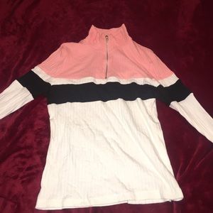 Form Fitting Color Block Rib Knit Tee